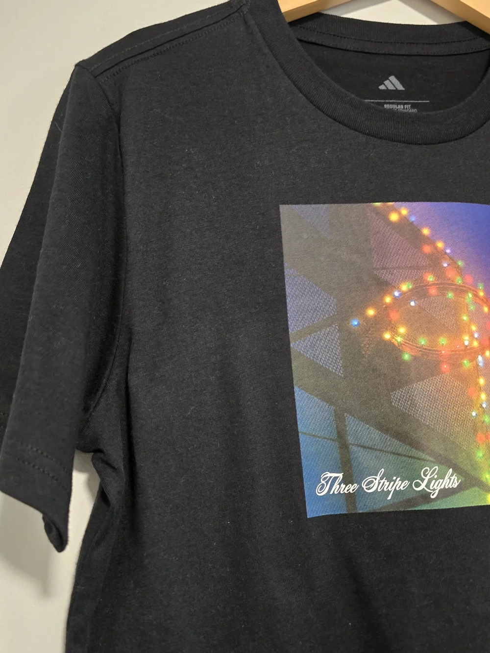 NEW Adidas Men’s Black Graphic Tee - Three Light Design